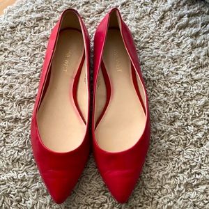 Red pointed toe ballerina flats